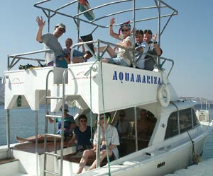 Aqaba MPP Snorkelers on Boat - Still Tied to Dock