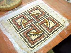 A small mosaic being constructed at the Madaba Mosaic School (photo courtesy Stefanie Elkins)