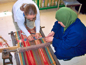 Barbara Trip with one of the local Beni Hamida weavers near Mukawir (photo courtesy Stefanie Elkins)