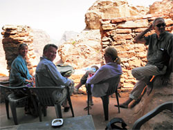 Petra - Rebecca Waring-Crane, Randal Wisbey, Deanna Wisbey and Ken Crane at a rest stop in Petra