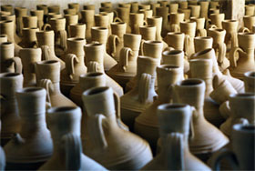 Ubriqs (for naturally cooled water) awaiting the kiln