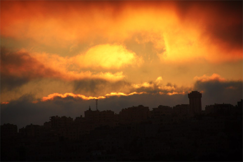 Sunrise over Amman, as seen from ACOR